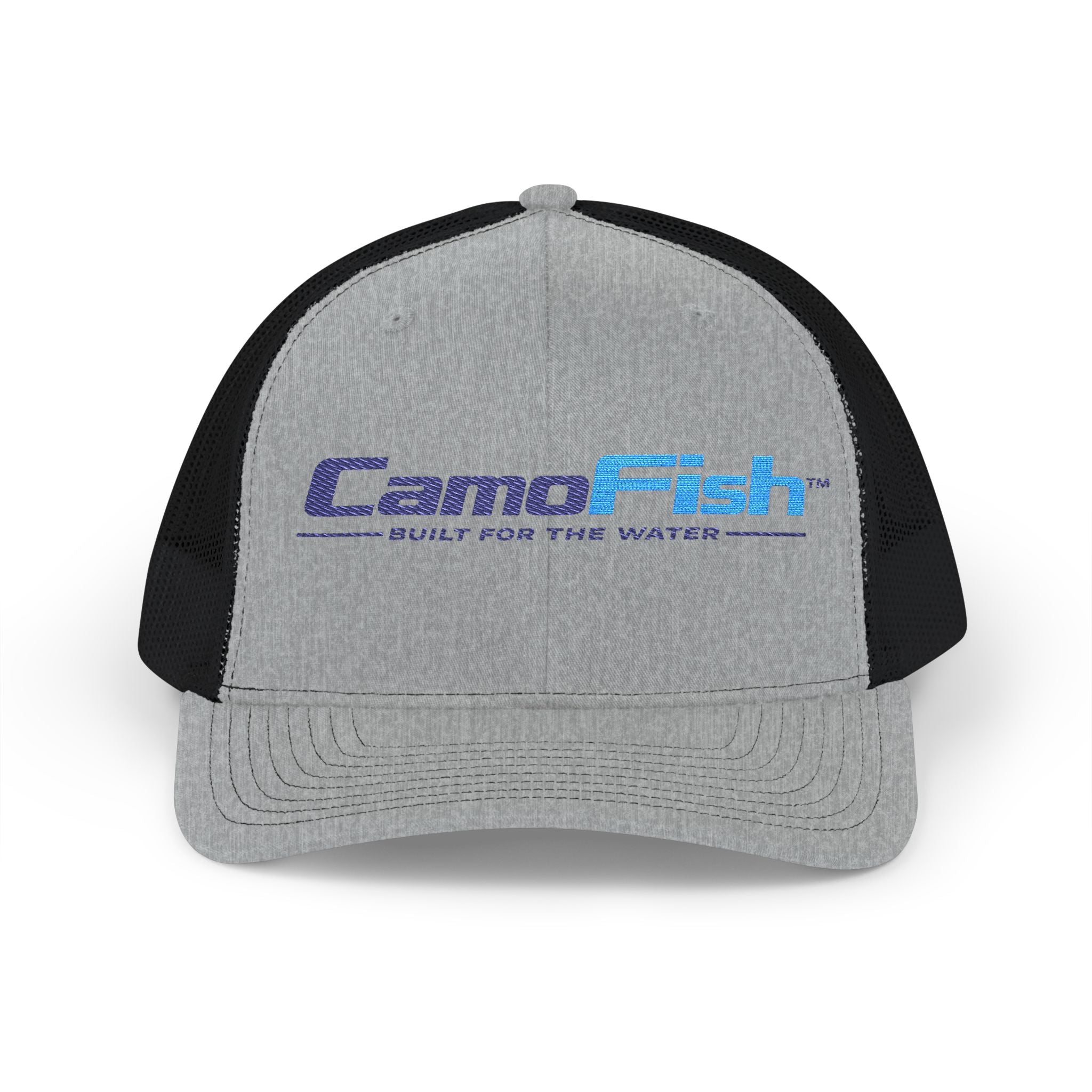 CamoFish Embroidered Logo Trucker Cap - Classic Snapback with Outdoor Patch Design