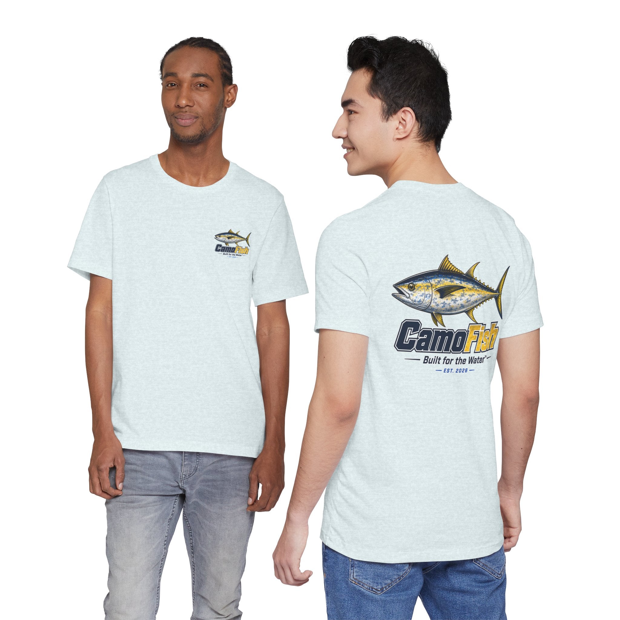 Fishing T-Shirt — "Camo Fish" Built for the Water Graphic Tee