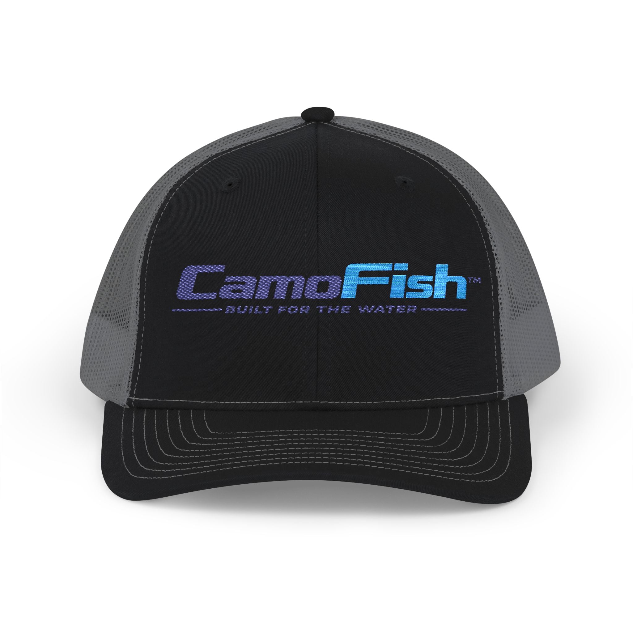 CamoFish Embroidered Logo Trucker Cap - Classic Snapback with Outdoor Patch Design