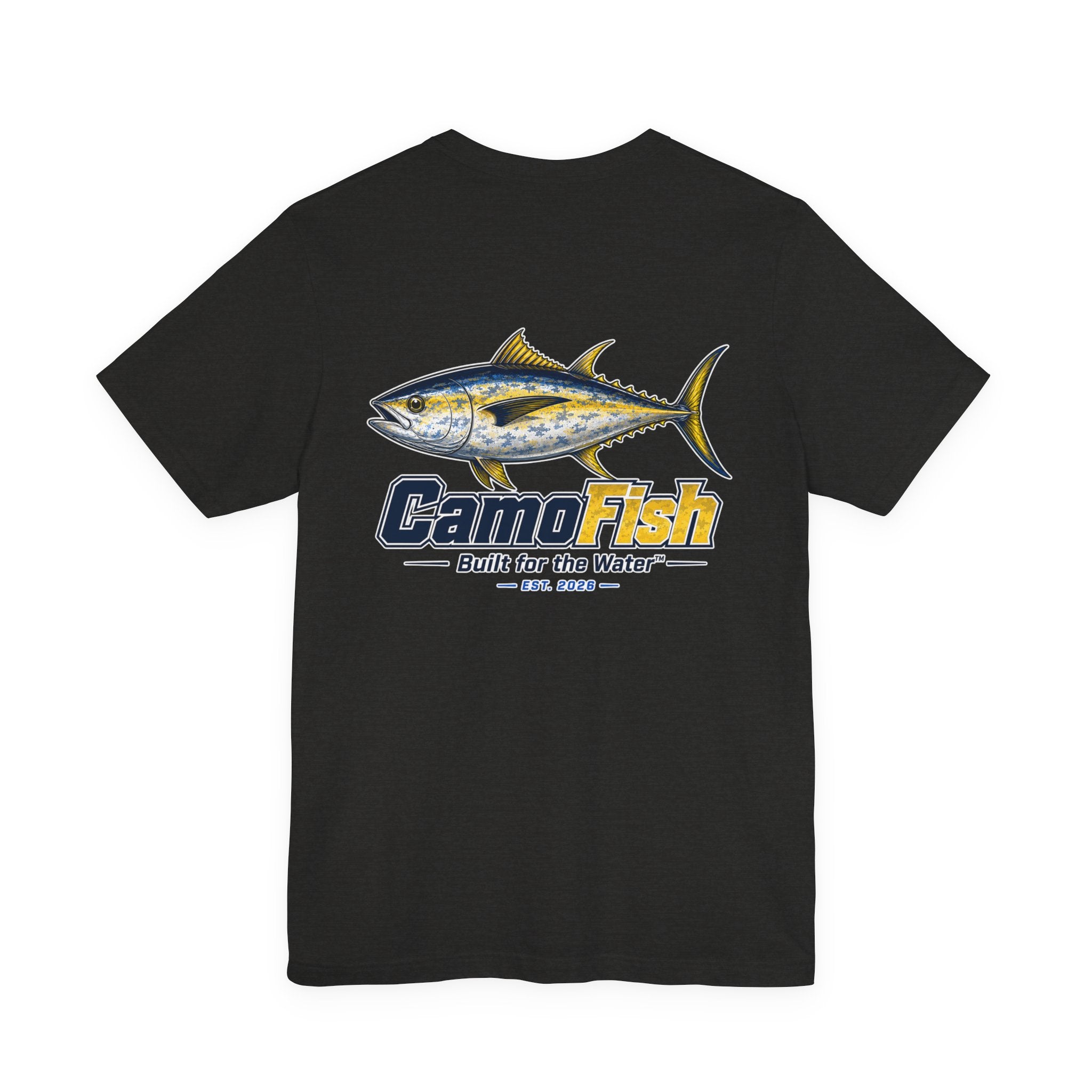 Fishing T-Shirt — "Camo Fish" Built for the Water Graphic Tee