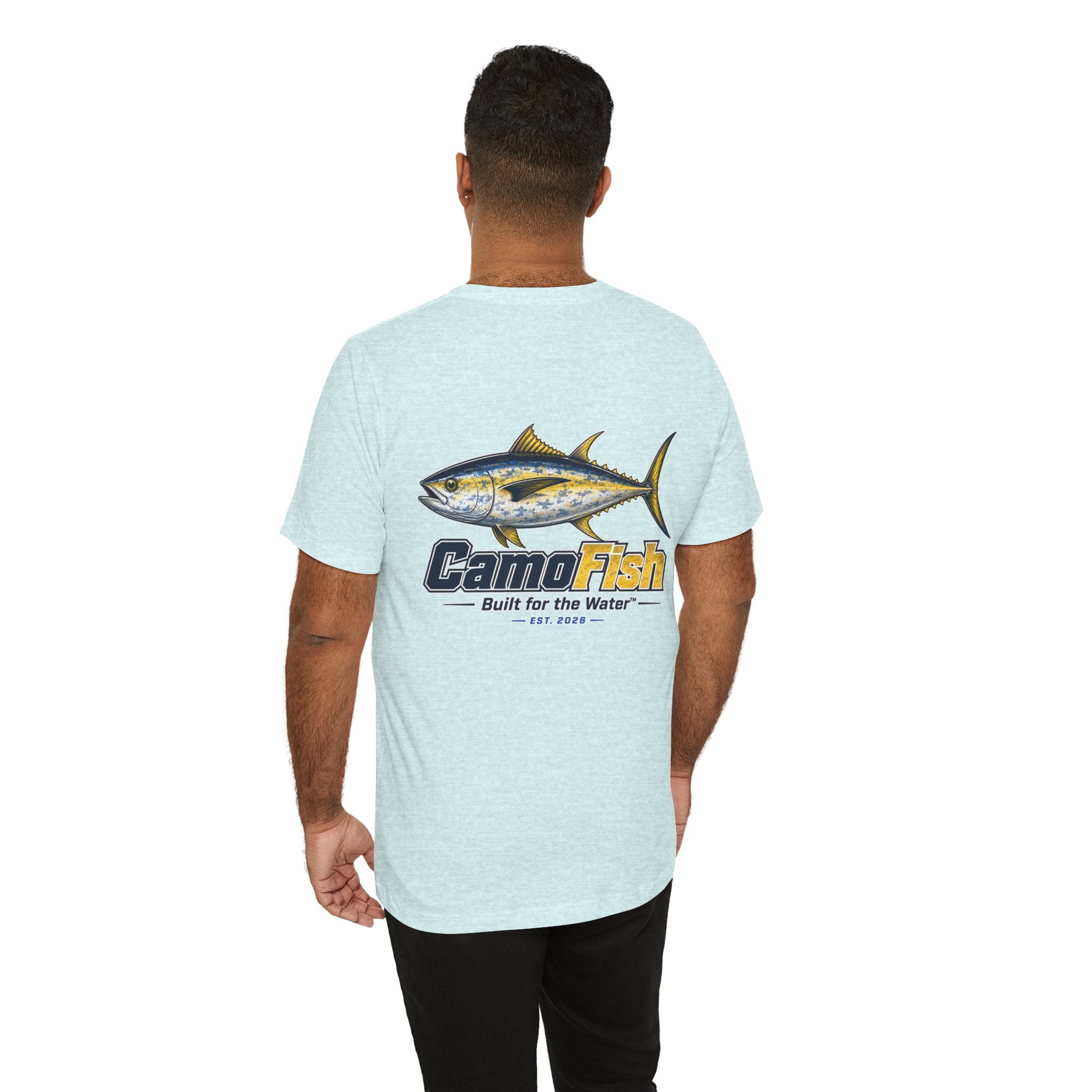 Fishing T-Shirt — "Camo Fish" Built for the Water Graphic Tee