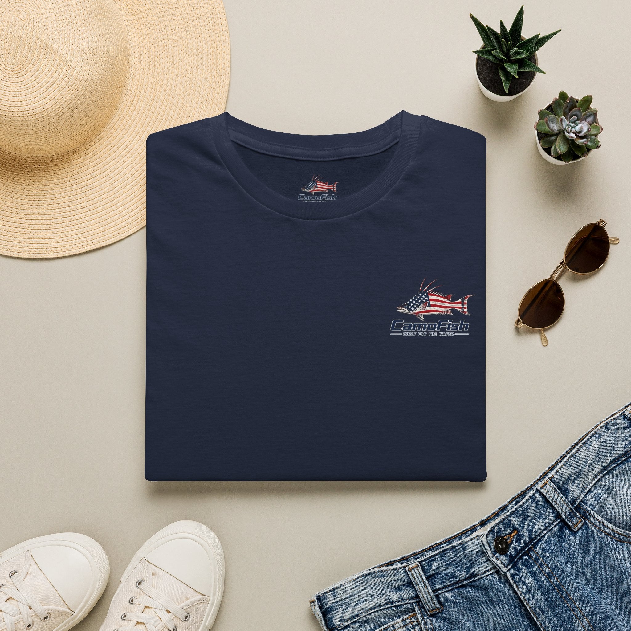 CamoFish Patriotic Hogfish T-Shirt — Casual Fishing Graphic Tee
