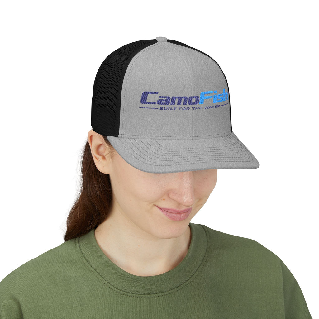 CamoFish Logo Trucker Cap - Classic Snapback with Outdoor Patch Design