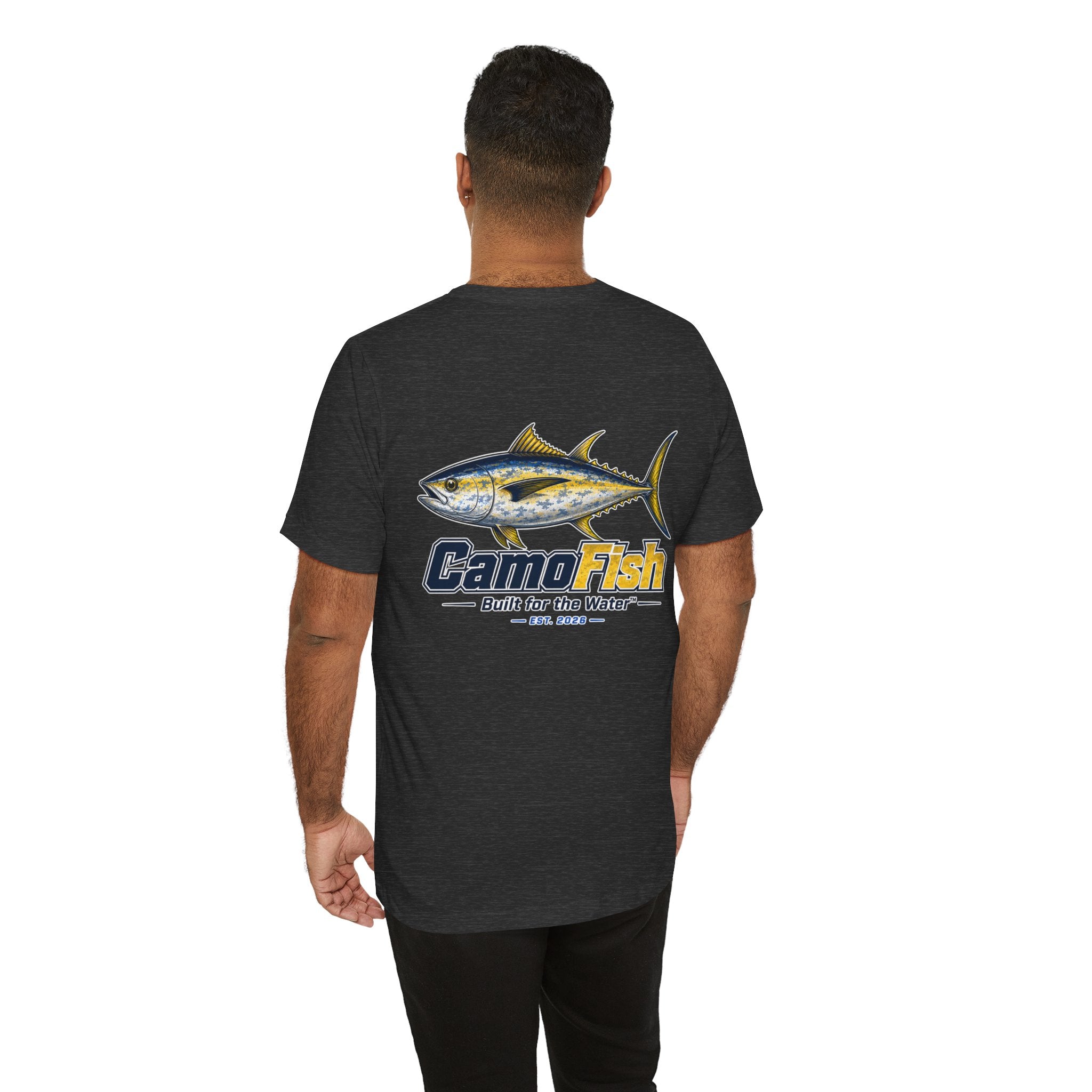 Fishing T-Shirt — "Camo Fish" Built for the Water Graphic Tee