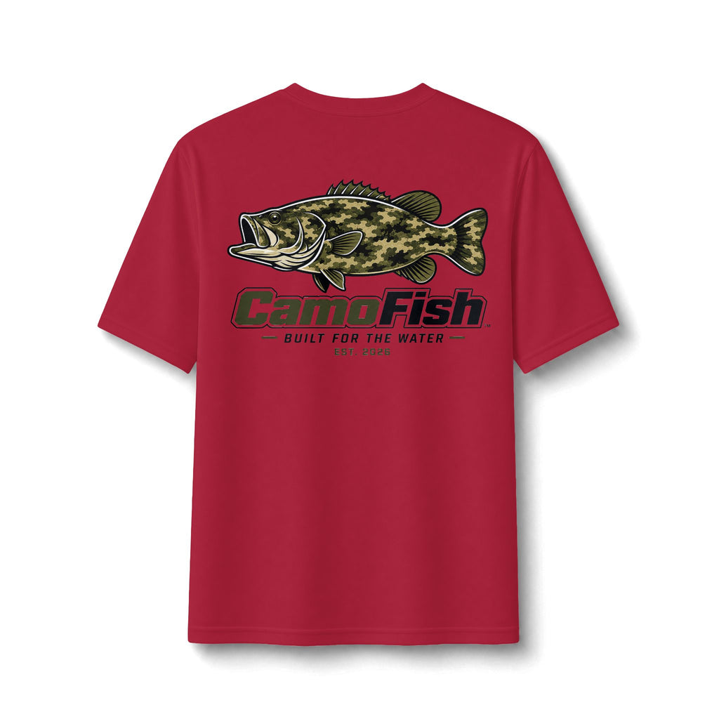 CamoFish Largemouth Bass Performance Tee – Built for the Water Fishing Shirt