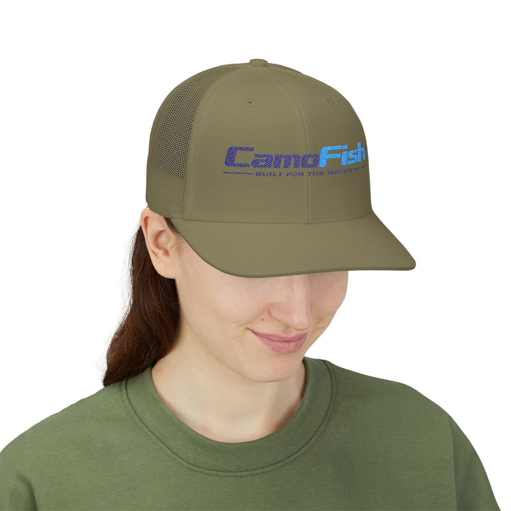 CamoFish Logo Trucker Cap - Classic Snapback with Outdoor Patch Design