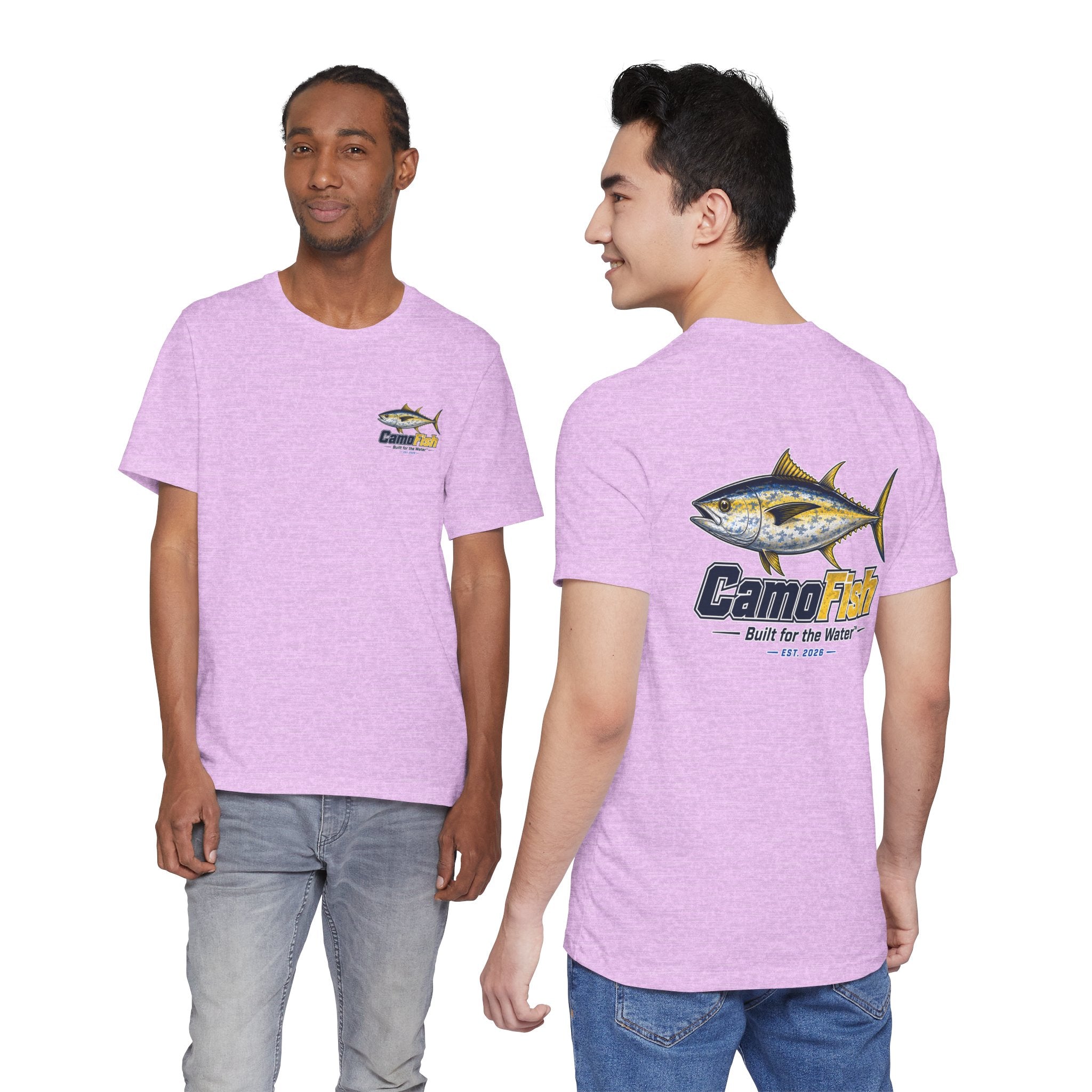Fishing T-Shirt — "Camo Fish" Built for the Water Graphic Tee