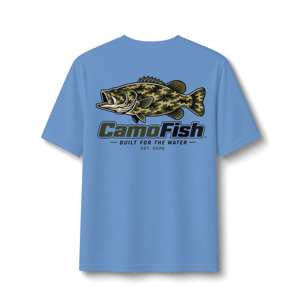 CamoFish Largemouth Bass Performance Tee – Built for the Water Fishing Shirt
