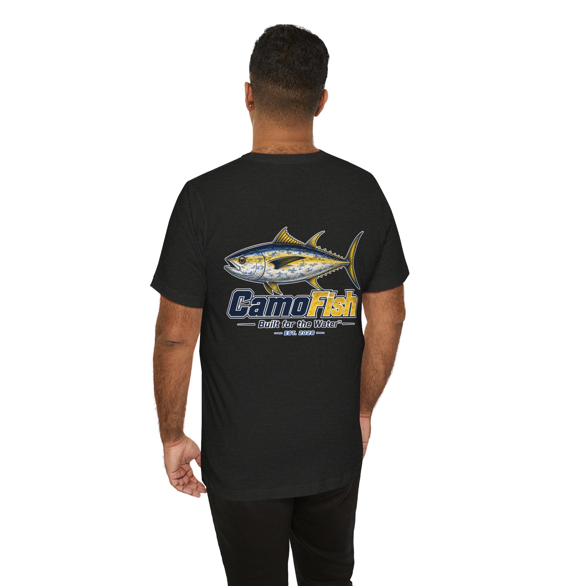 Fishing T-Shirt — "Camo Fish" Built for the Water Graphic Tee