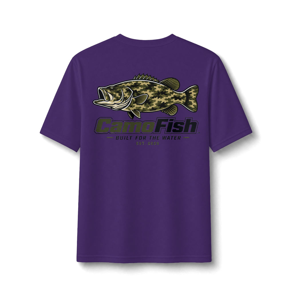 CamoFish Largemouth Bass Performance Tee – Built for the Water Fishing Shirt