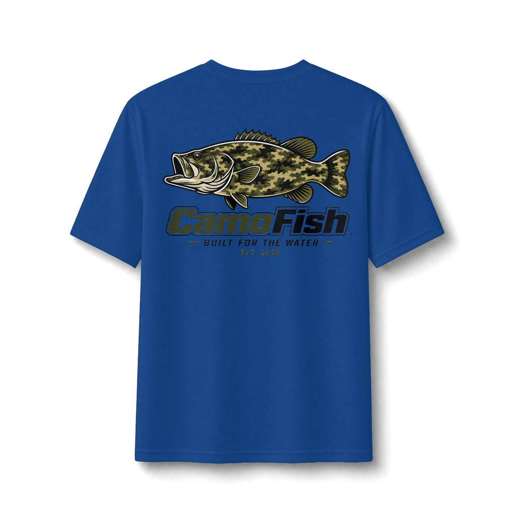 CamoFish Largemouth Bass Performance Tee – Built for the Water Fishing Shirt