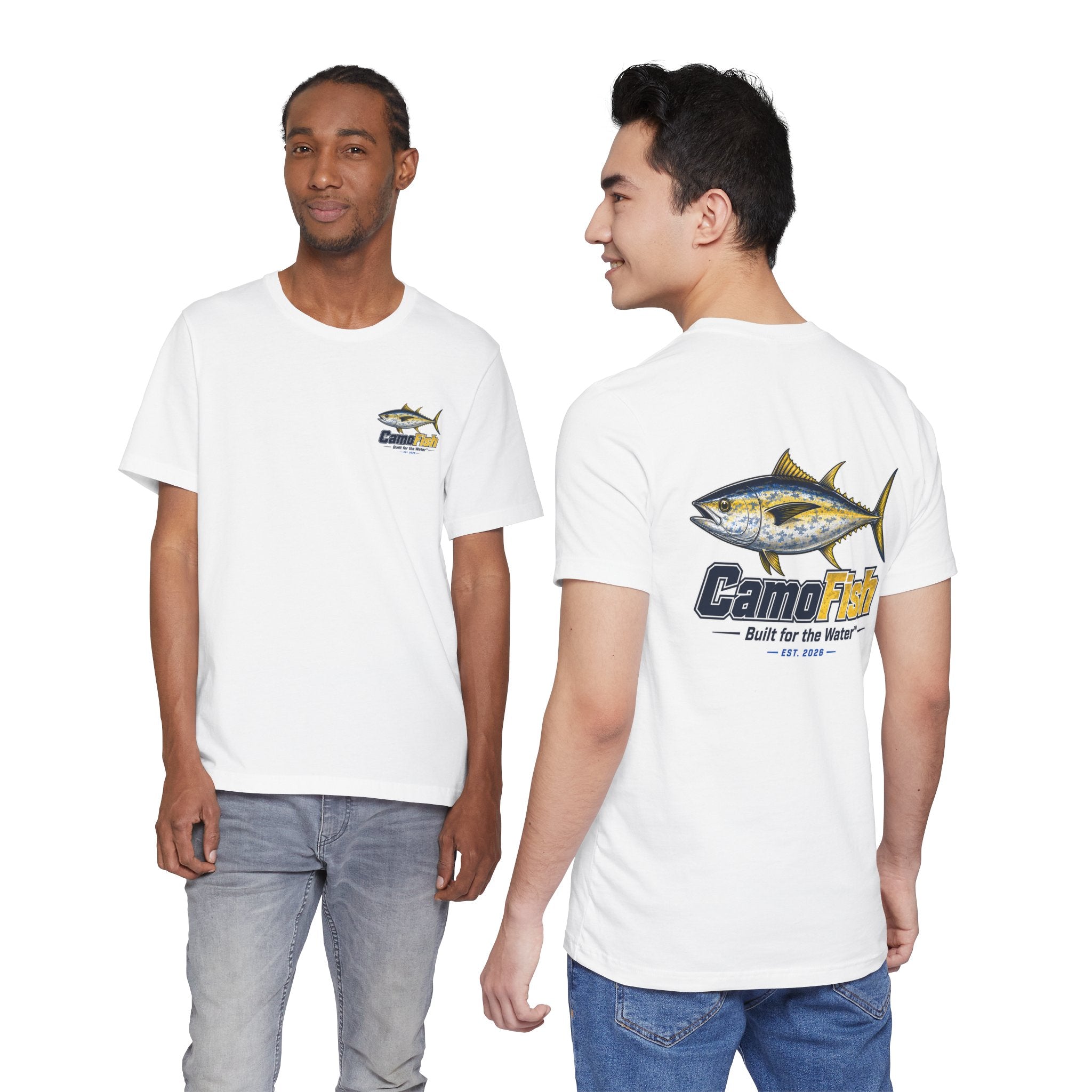 Fishing T-Shirt — "Camo Fish" Built for the Water Graphic Tee