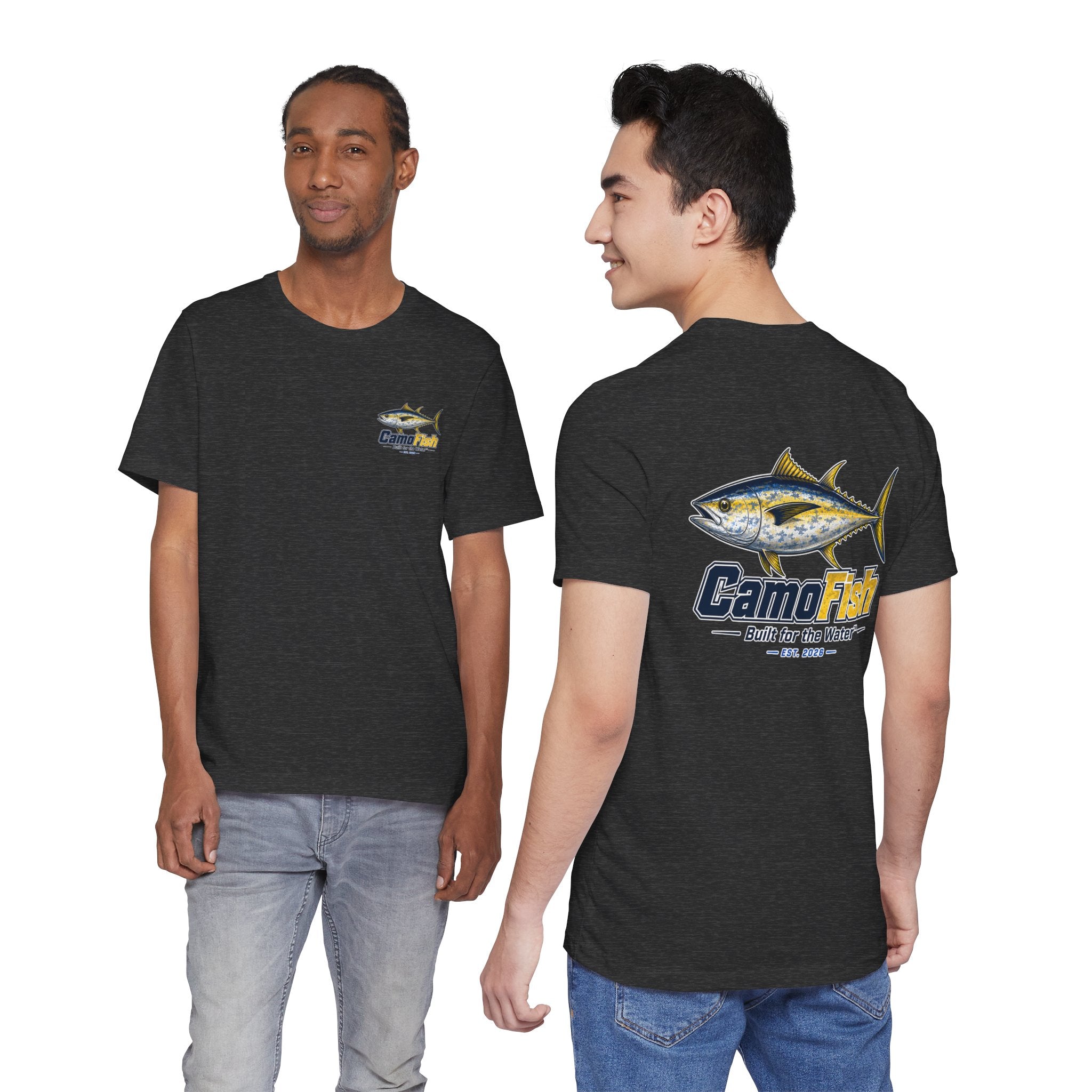 Fishing T-Shirt — "Camo Fish" Built for the Water Graphic Tee