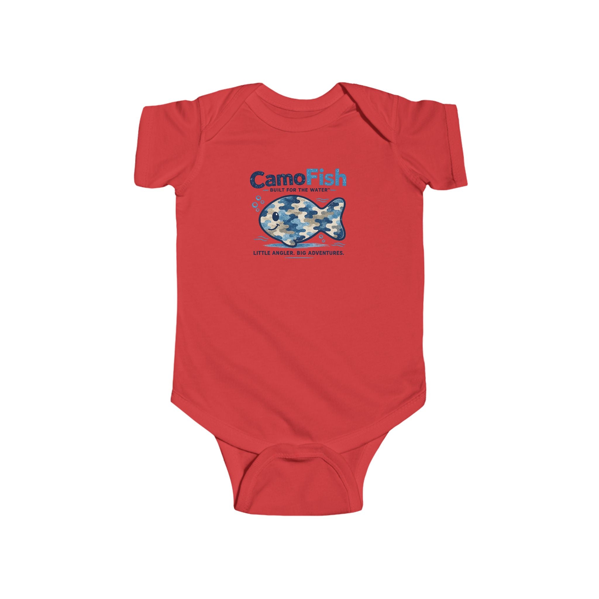 CamoFish Infant Bodysuit – Blue Camo Fish Baby Onesie