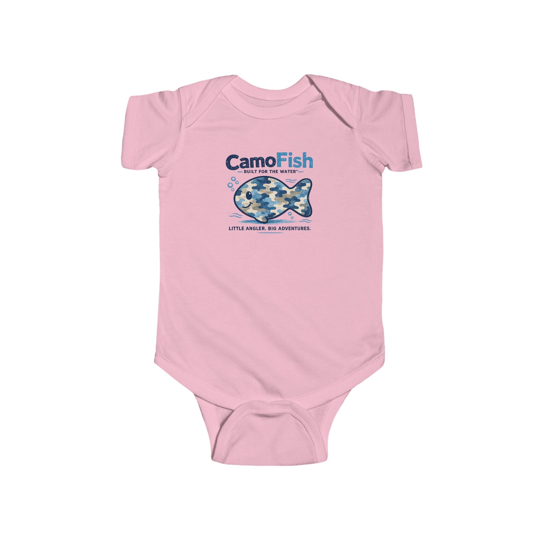 CamoFish Infant Bodysuit – Blue Camo Fish Baby Onesie