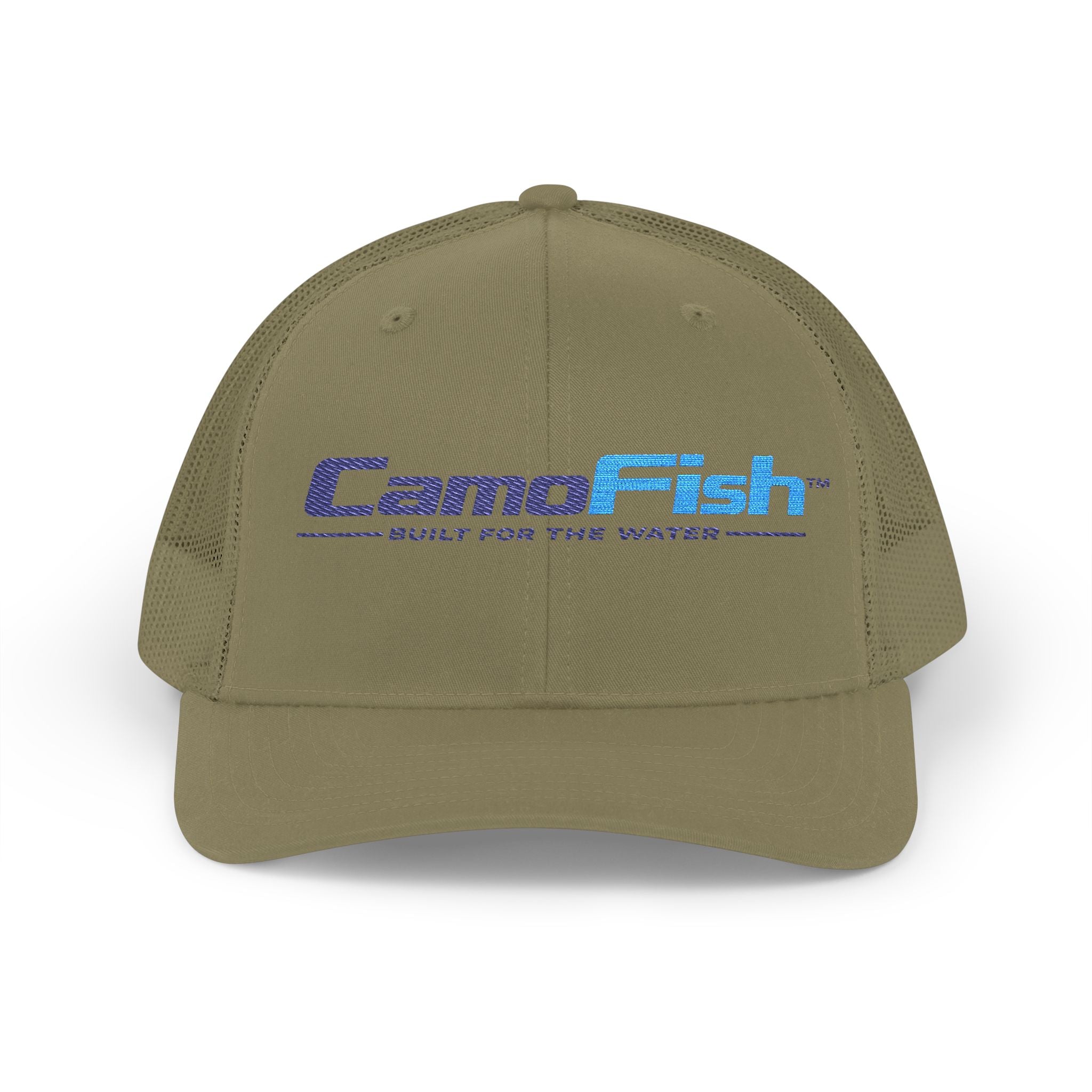 CamoFish Embroidered Logo Trucker Cap - Classic Snapback with Outdoor Patch Design
