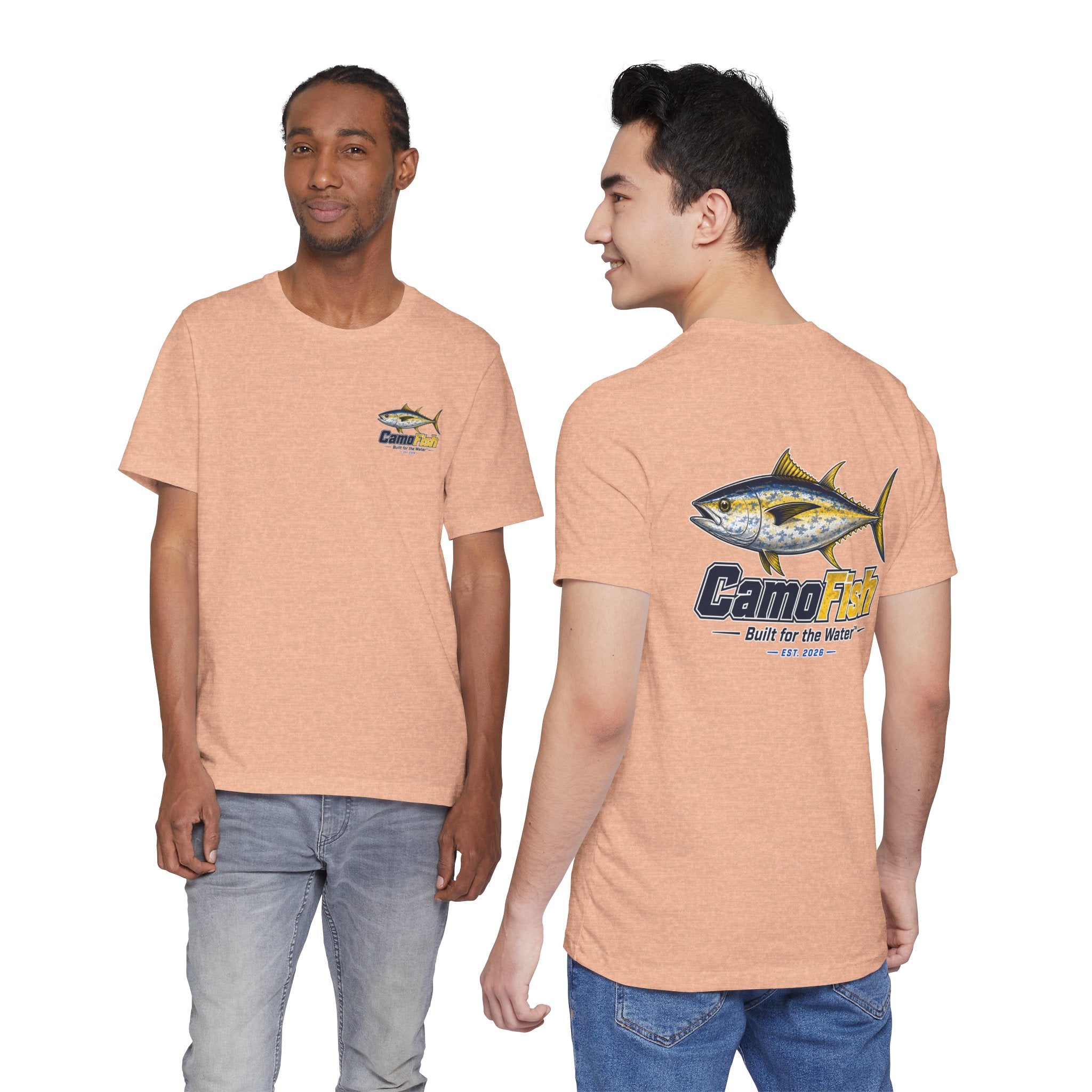 Fishing T-Shirt — "Camo Fish" Built for the Water Graphic Tee