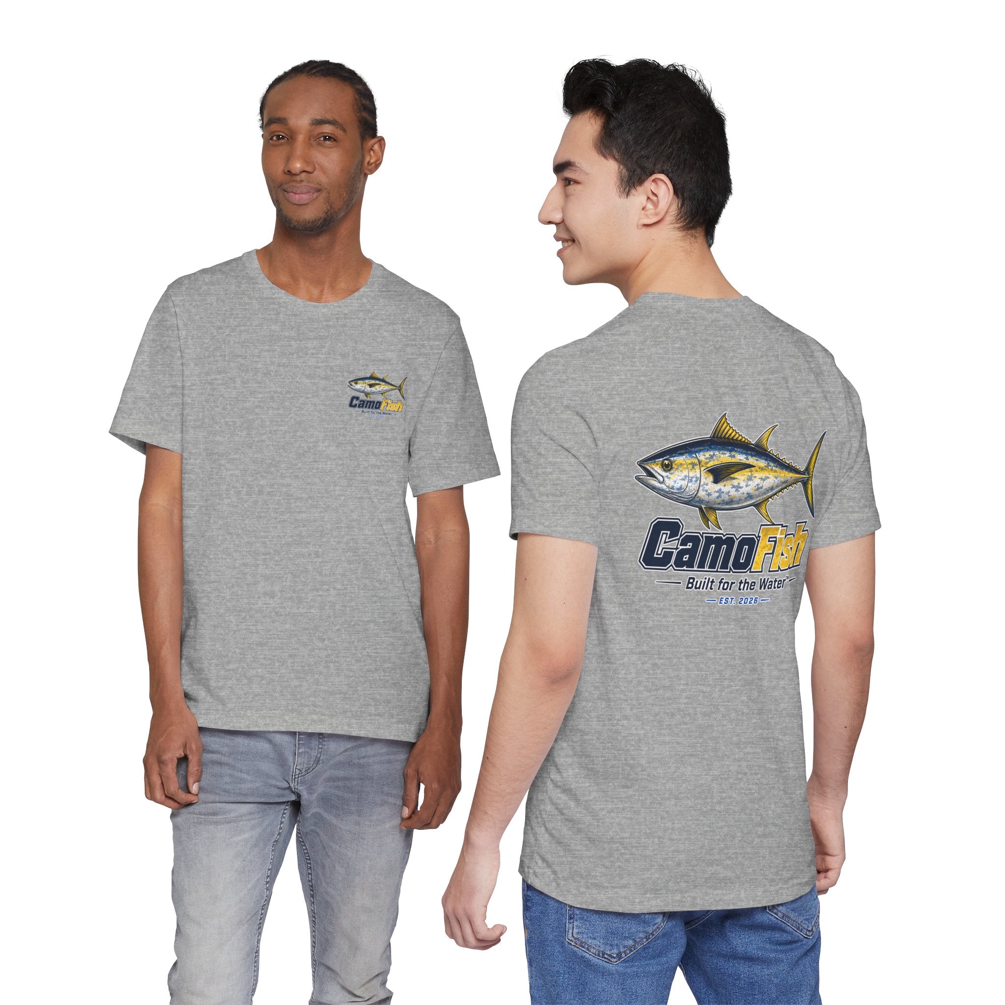 Fishing T-Shirt — "Camo Fish" Built for the Water Graphic Tee