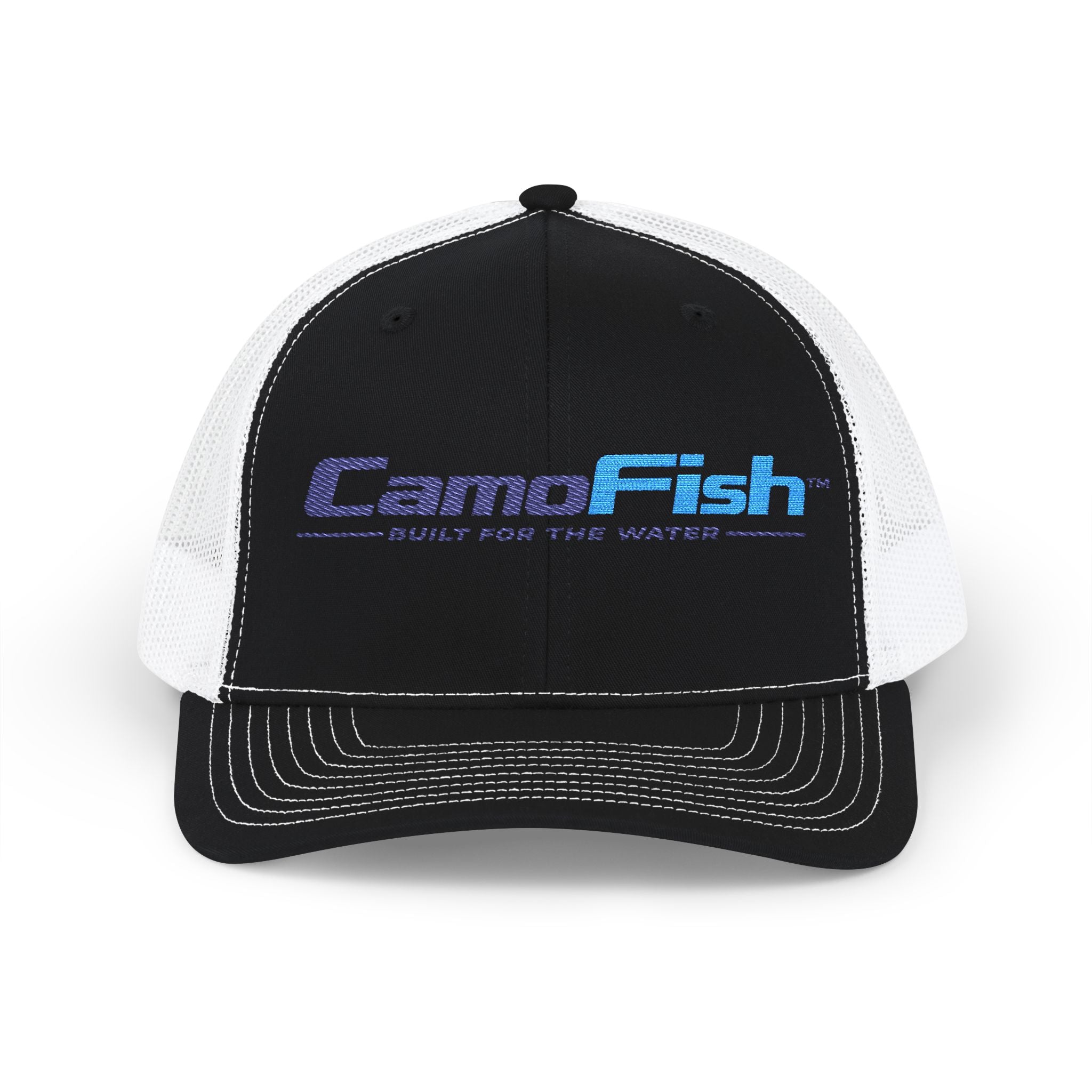 CamoFish Embroidered Logo Trucker Cap - Classic Snapback with Outdoor Patch Design