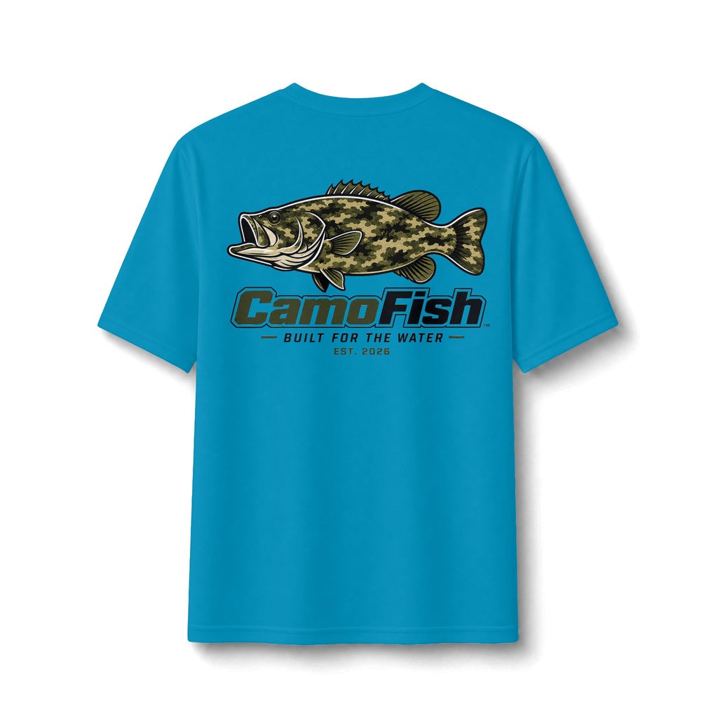 CamoFish Largemouth Bass Performance Tee – Built for the Water Fishing Shirt