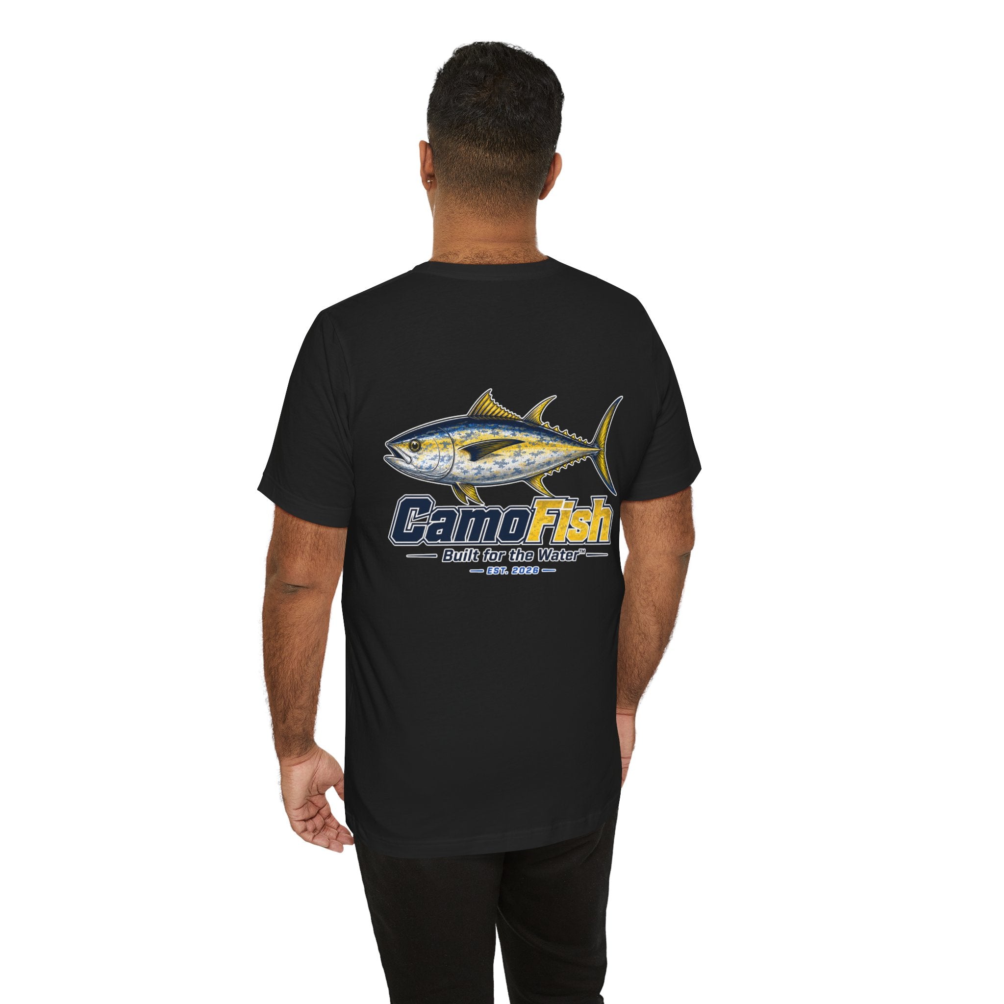 Fishing T-Shirt — "Camo Fish" Built for the Water Graphic Tee